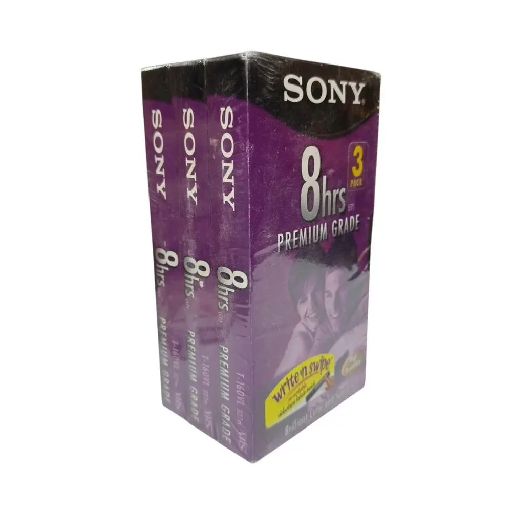 Sony T-160VL VHS Tapes 3 Pack 8hr EP Premium Grade Sealed